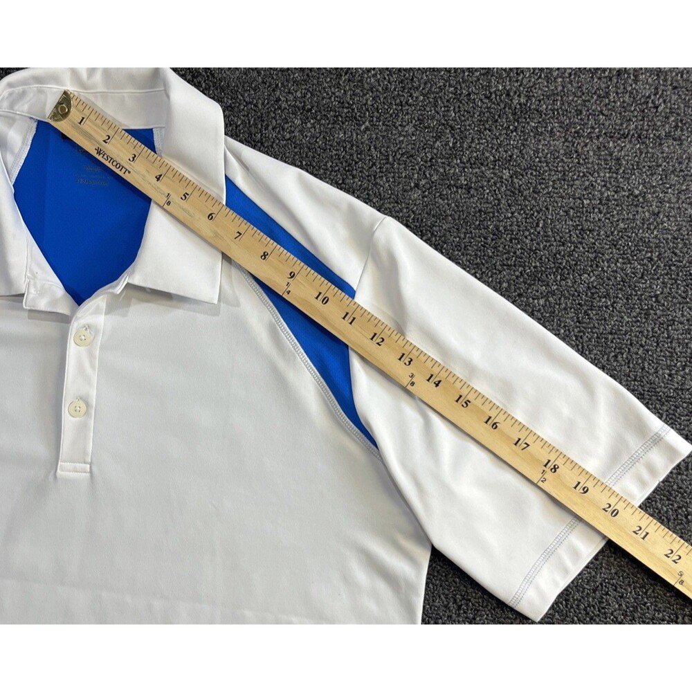 Adidas Golf Adizero Mens Large White Blue Short Sleeve Polo Shirt Z70815 - Picture 6 of 12